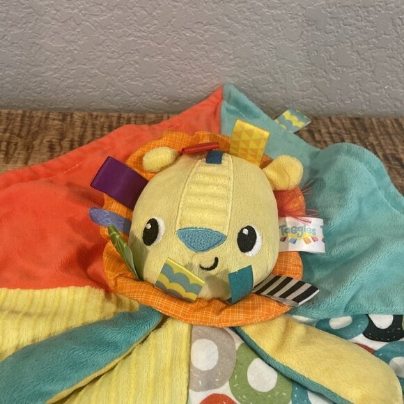 Taggies Bright Star Plush Lion Lovey 14" Square Security Blanket Baby Crib Toy - Picture 4 of 8
